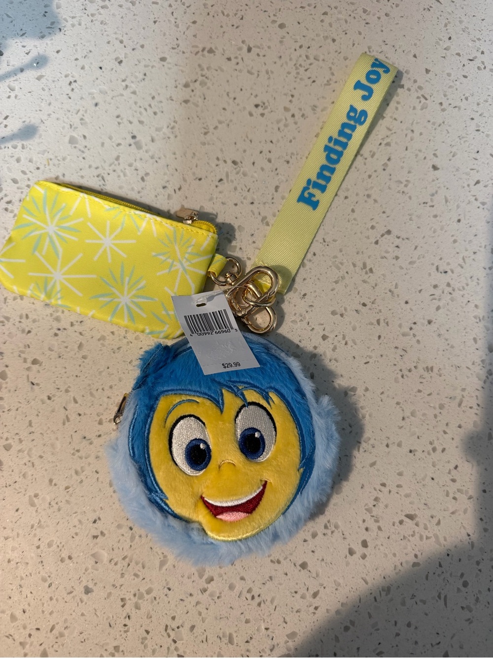 Disney Finding Joy Plush Character Coin Purse in Blue and Yellow